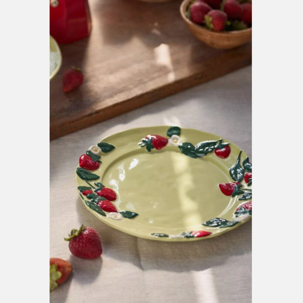 NEW Anthropologie Foster Icon Stoneware Dessert Plate Strawberries